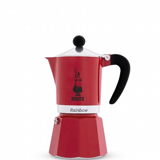 מקינטה Bialetti Moka Rainbow ל-3 כוסות אדום מקינטה Bialetti Moka Rainbow ל-3 כוסות אדום