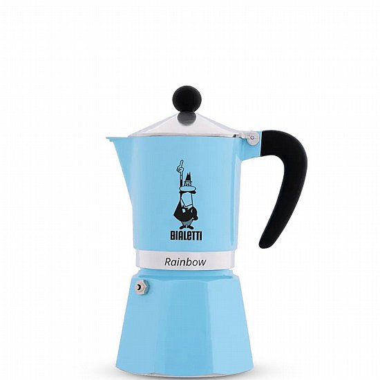 מקינטה Bialetti Moka Rainbow ל-3 כוסות תכלת מקינטה Bialetti Moka Rainbow ל-3 כוסות תכלת