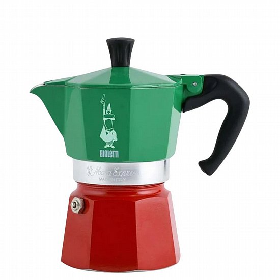 מקינטה 3 כוסות Bialetti Moka Express טריקולור מקינטה 3 כוסות Bialetti Moka Express טריקולור