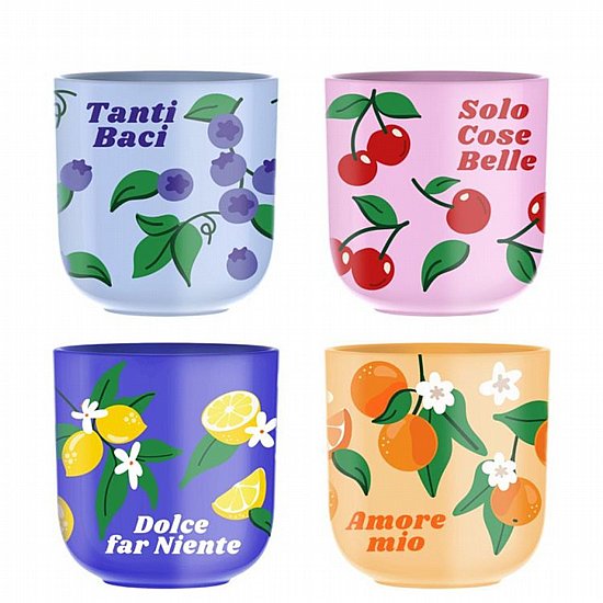 סט 4 כוסות אספרסו ללא ידית Bialetti Mercato Della Frutta 90 מ״ל סט 4 כוסות אספרסו ללא ידית Bialetti Mercato Della Frutta 90 מ״ל