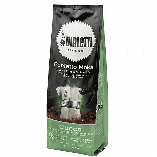 קפה טחון למקינטה Bialetti Perfetto Moka Coco בטעם קוקוס 250 גרם קפה טחון למקינטה Bialetti Perfetto Moka Coco בטעם קוקוס 250 גרם