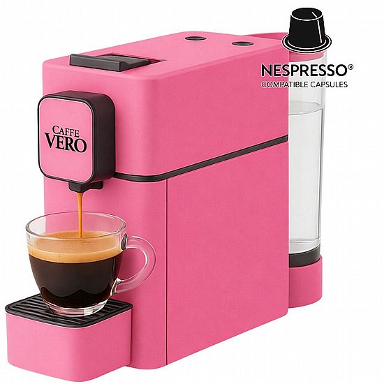 מכונת קפה קפסולות תואמת נספרסו CAFFE VERO DI LUSSO - ורוד מכונת קפה קפסולות תואמת נספרסו CAFFE VERO DI LUSSO - ורוד