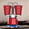 סט מקינטה Bialetti Mini Express כולל 2 כוסות אדום