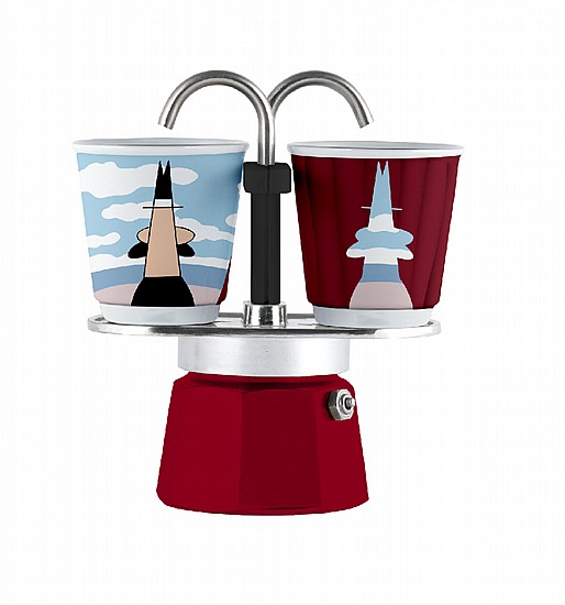 סט מקינטה Bialetti Mini Express כולל 2 כוסות - Magritte סט מקינטה Bialetti Mini Express כולל 2 כוסות - Magritte