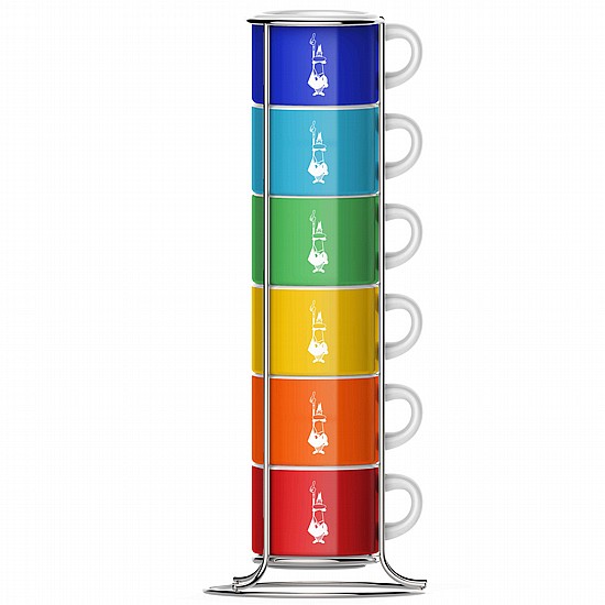 סט 6 כוסות אספרסו פורצלן 50 מ"ל Bialetti עם סטנד מתכתי סט 6 כוסות אספרסו פורצלן 50 מ"ל Bialetti עם סטנד מתכתי