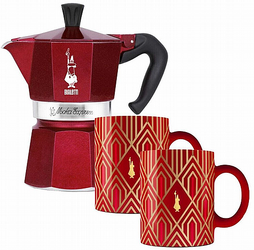 �� ������ ���� ������ 6 ����� + 2 ����� �� ��� Bialetti Set Moka Express Art Deco