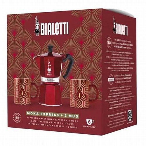 �� ������ ���� ������ 6 ����� + 2 ����� �� ��� Bialetti Set Moka Express Art Deco