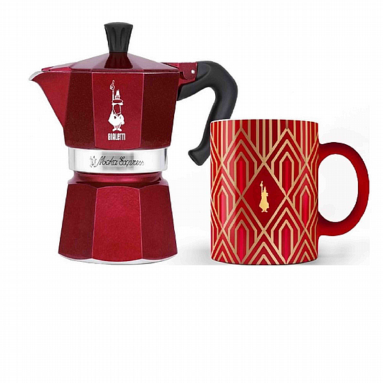 �� ������ ���� ������ 3 ����� + 1 ��� �� ��� Bialetti Set Moka Express Art Deco