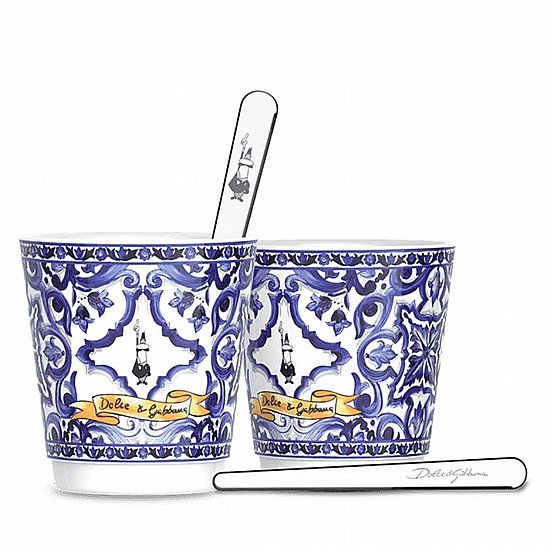 סט 2 כוסות אספרסו עם 2 כפיות ערבוב Bialetti Dolce&Gabbana Blu Mediterraneo סט 2 כוסות אספרסו עם 2 כפיות ערבוב Bialetti Dolce&Gabbana Blu Mediterraneo